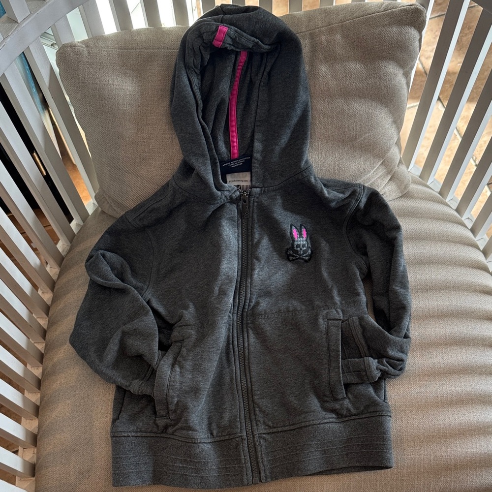 Psycho Bunny Gray Hoodie with Pink Details